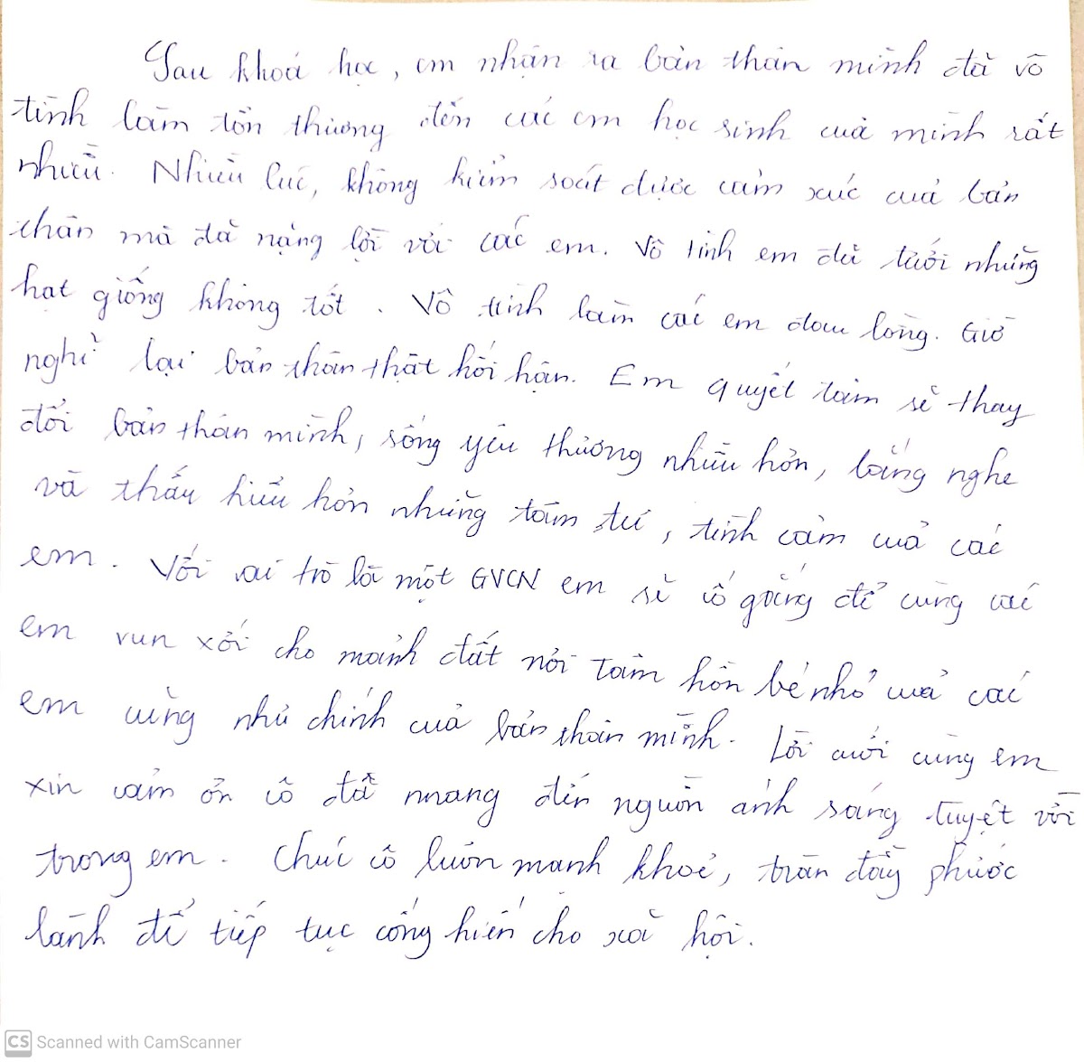 Thư cảm ơn viết tay từ học viên